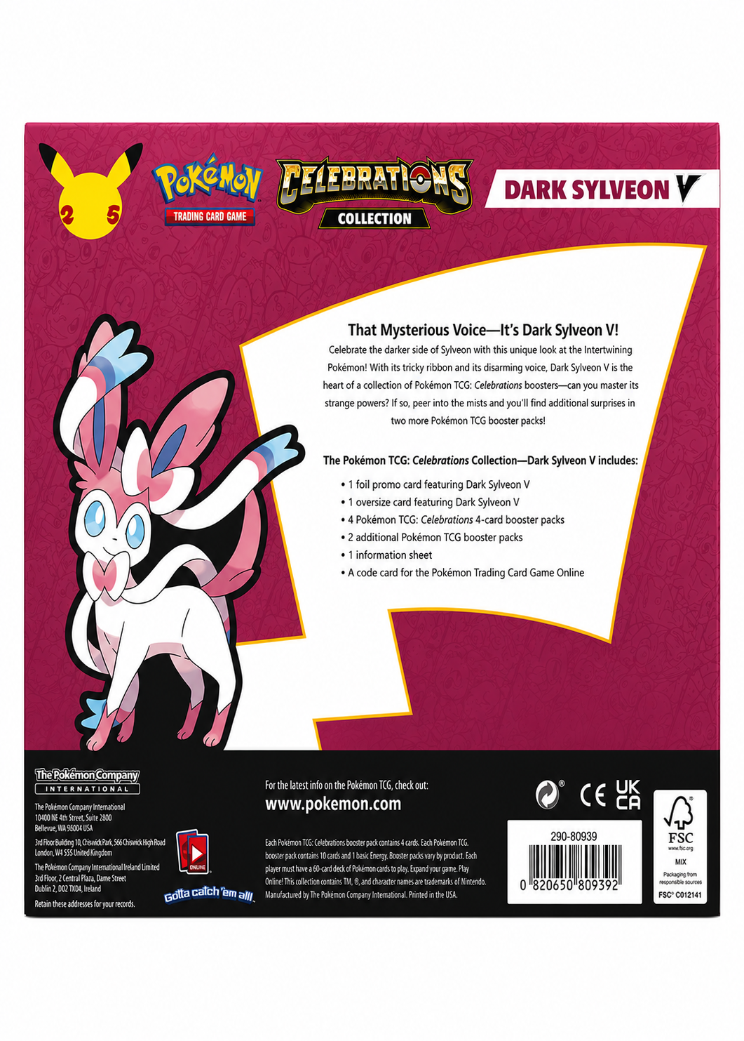 🌟 Pokémon TCG Celebrations – Dark Sylveon V Collection 🎀